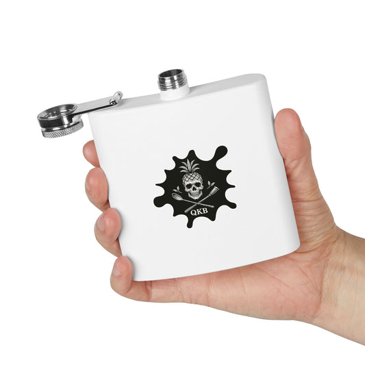 QKB Pineapple Skull Design Flask, 6oz Stainless Steel