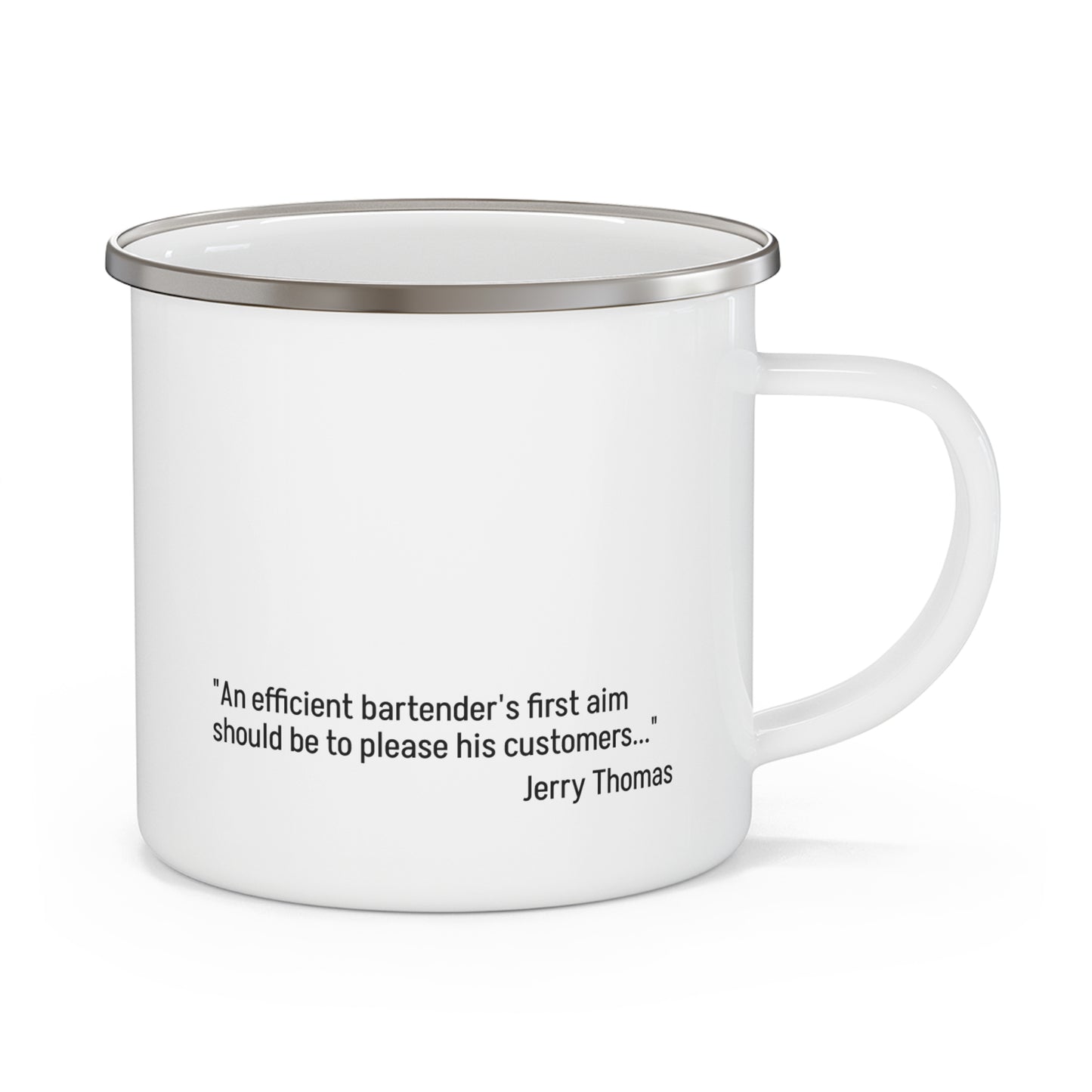 QKB Jerry Thomas Quote Rustic Enamel Camping Mug