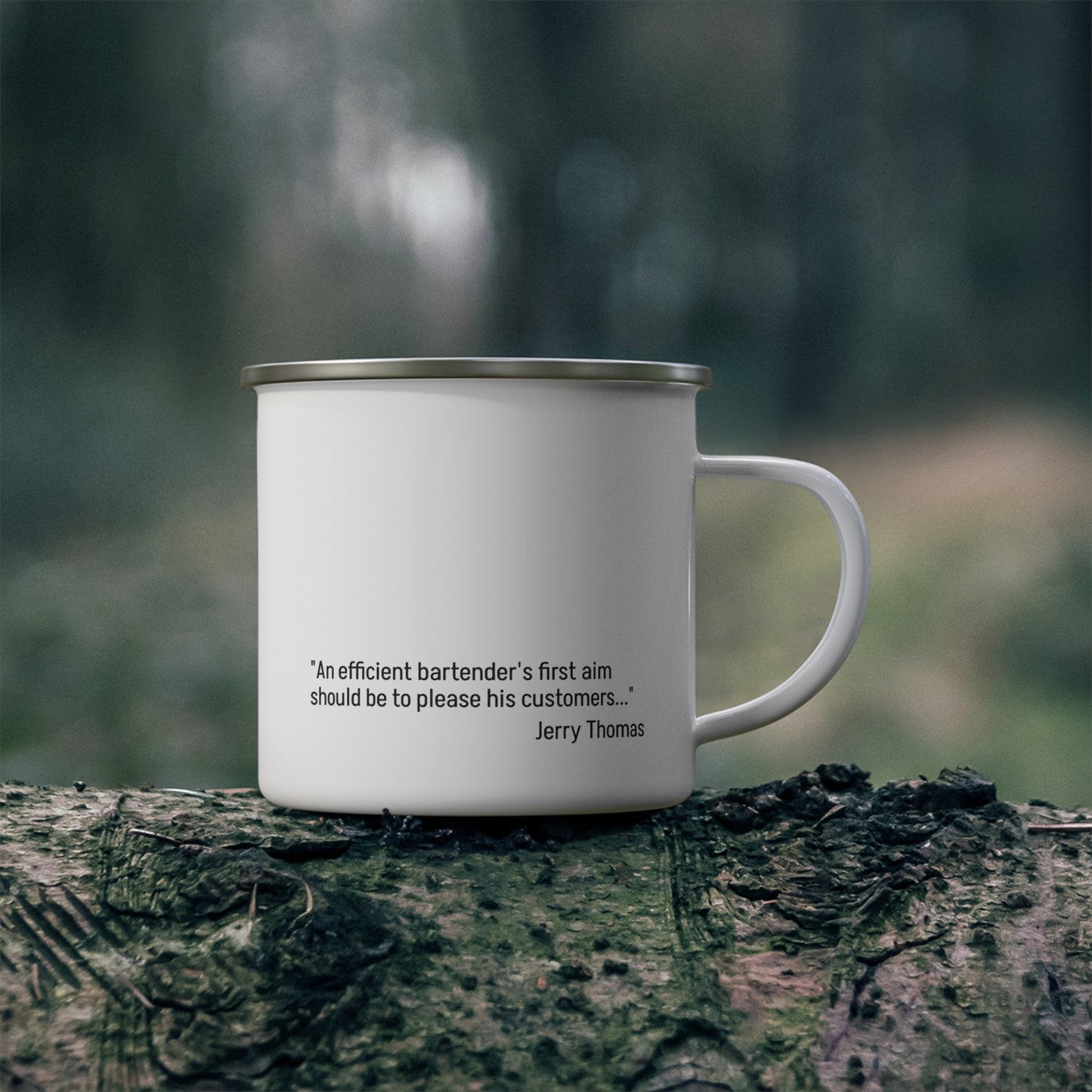 QKB Jerry Thomas Quote Rustic Enamel Camping Mug