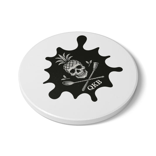 QKB Skull & Pineapple Ceramic Coaster | Unique Drink Coaster for Home Bar, Halloween Decor, Gift for Chefs, Party Favor, Kitchen Accessory