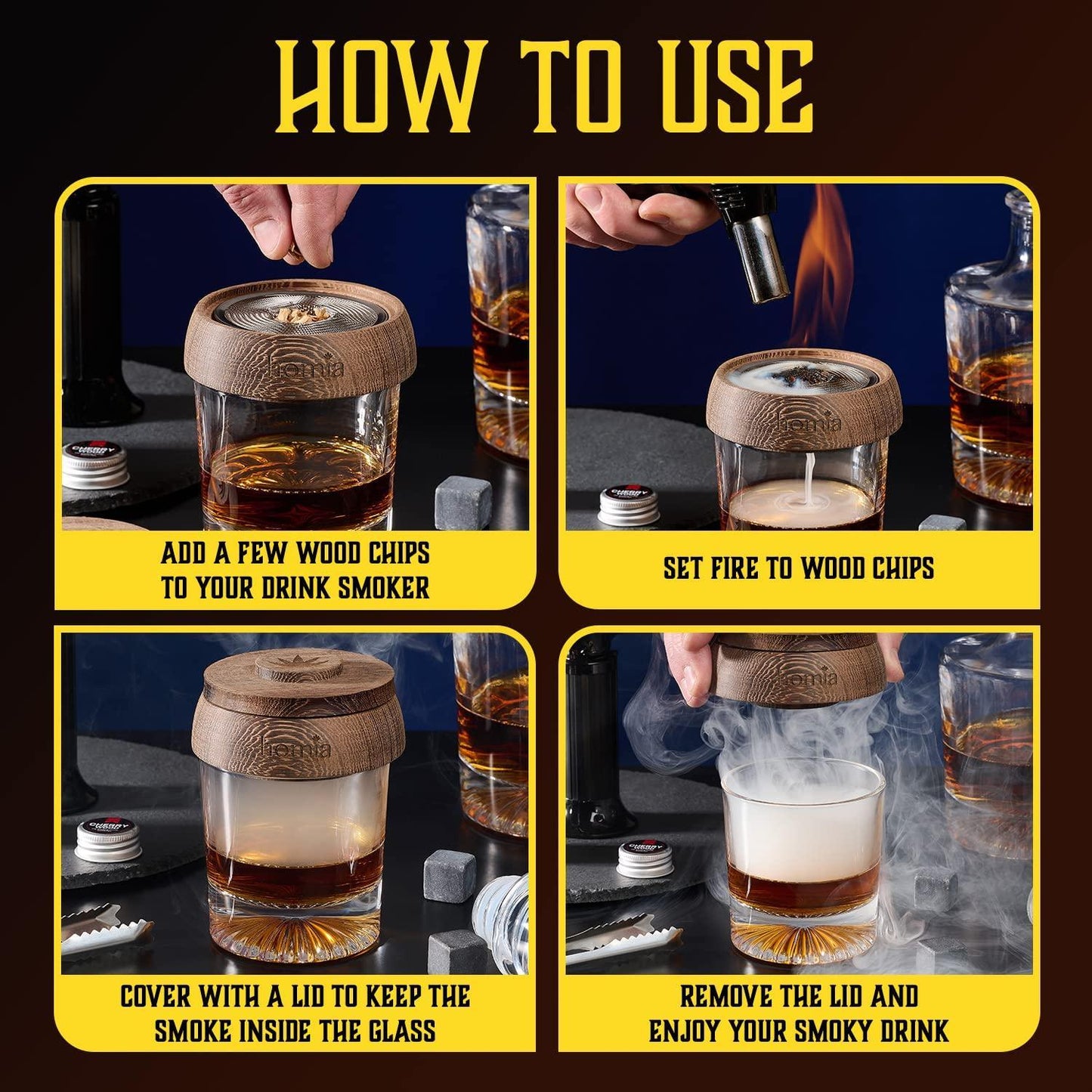 homia Whiskey Gift Set 14 pcs  Whiskey Bottle and Old Fashioned